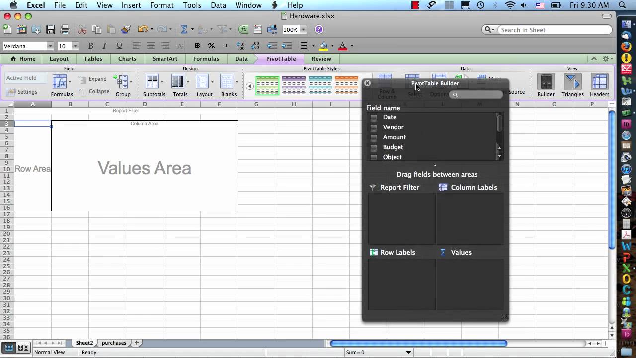 excel 2011 for mac set print area